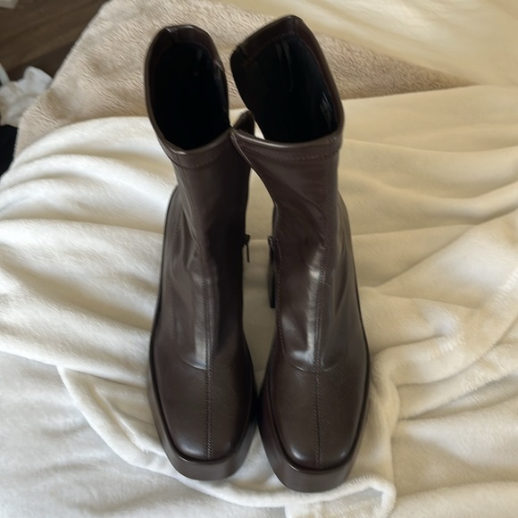 Zara platform boots size 37 dark chestnut brown - Picture 2 of 6